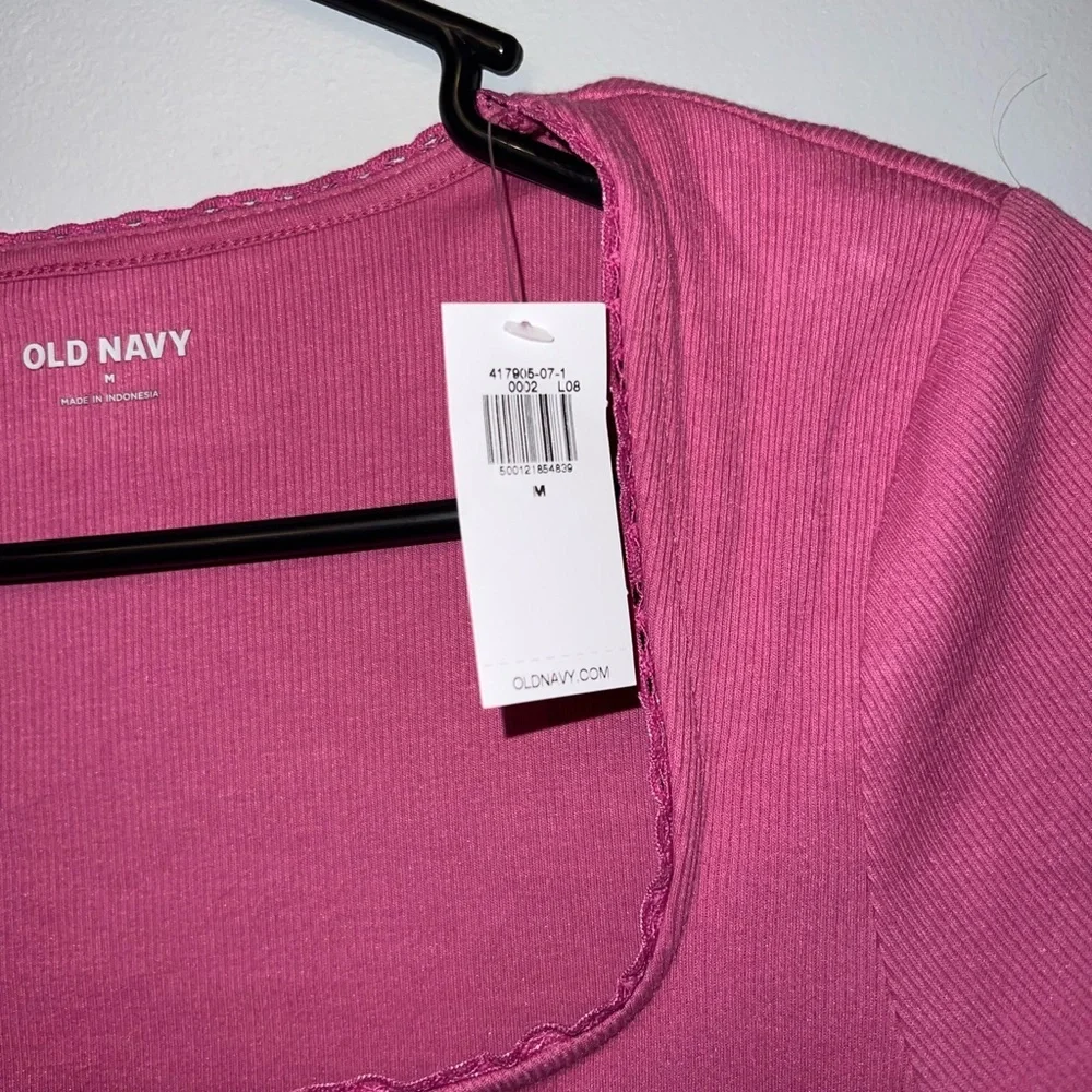 NWT Old Navy Lace Trim Rib Knit Top - Picture 2 of 8